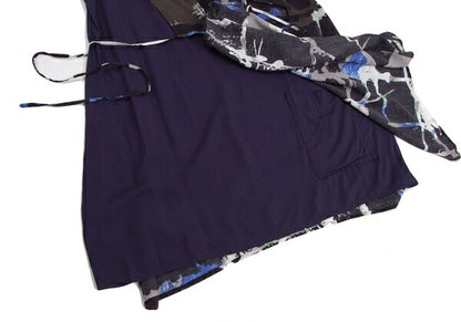 Y's Front Layered Rayon Tank Top Black Blue Green Size 1