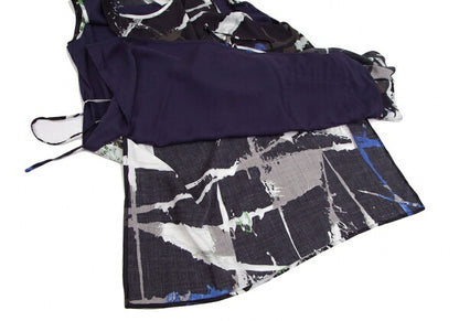 Y's Front Layered Rayon Tank Top Black Blue Green Size 1