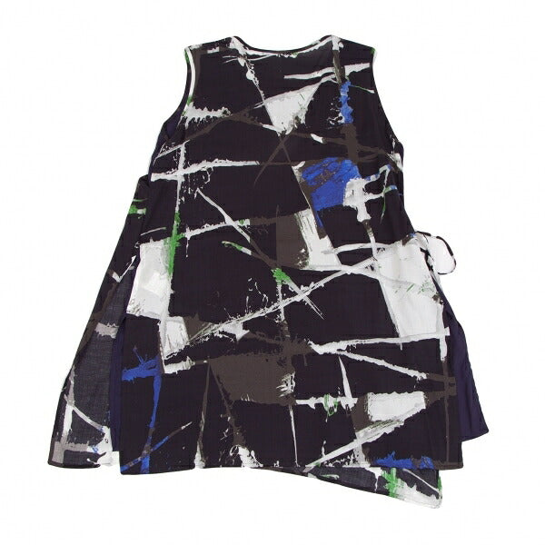 Y's Front Layered Rayon Tank Top Black Blue Green Size 1