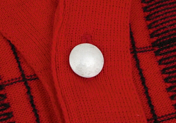 Y's Check Jacquard Knit Cardigan Vest Red/Black Size M