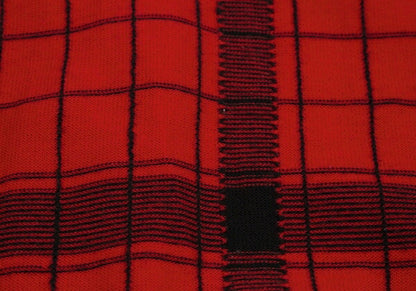 Y's Check Jacquard Knit Cardigan Vest Red/Black Size M