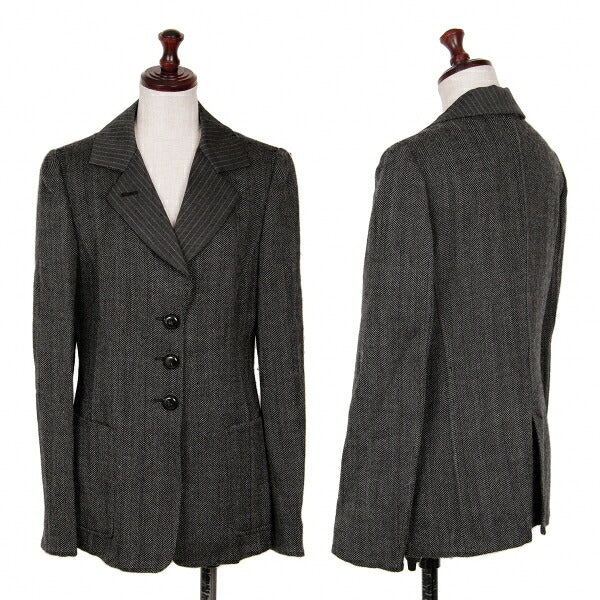 ARMANI COLLEZIONI Wool Stripe Collar Jacket Gray Size 38