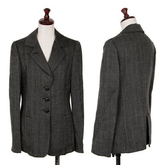 ARMANI COLLEZIONI Wool Stripe Collar Jacket Gray Size 38