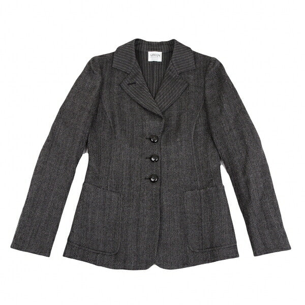 ARMANI COLLEZIONI Wool Stripe Collar Jacket Gray Size 38