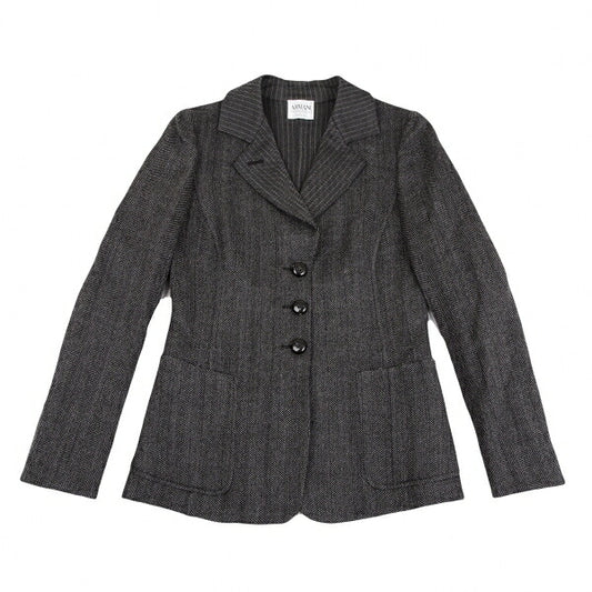 ARMANI COLLEZIONI Wool Stripe Collar Jacket Gray Size 38