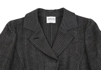 ARMANI COLLEZIONI Wool Stripe Collar Jacket Gray Size 38