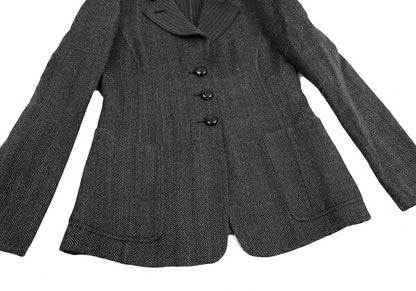 ARMANI COLLEZIONI Wool Stripe Collar Jacket Gray Size 38