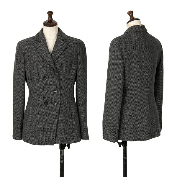 ARMANI COLLEZIONI Herringbone Wool Jacket Gray Size 38