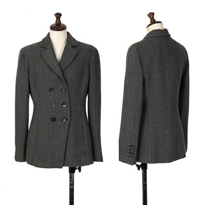 ARMANI COLLEZIONI Herringbone Wool Jacket Gray Size 38