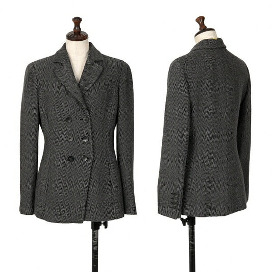 ARMANI COLLEZIONI Herringbone Wool Jacket Gray Size 38