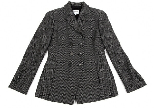 ARMANI COLLEZIONI Herringbone Wool Jacket Gray Size 38