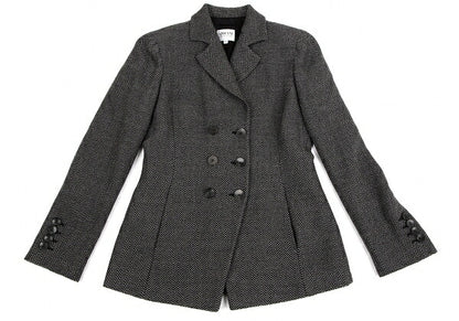 ARMANI COLLEZIONI Herringbone Wool Jacket Gray Size 38