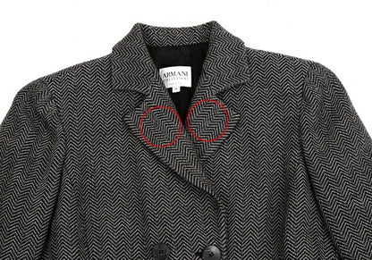 ARMANI COLLEZIONI Herringbone Wool Jacket Gray Size 38