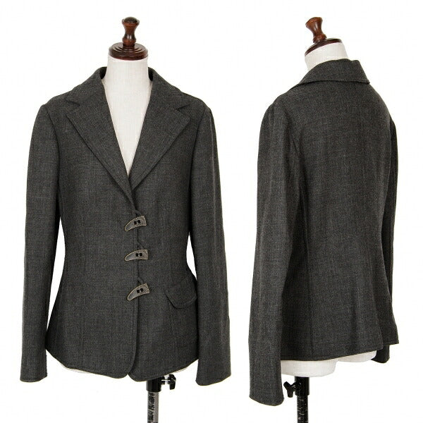 ARMANI COLLEZIONI Wool Design Button Jacket Gray Size 38