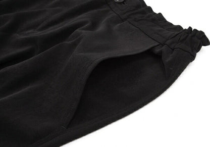 Y's Mixed Material Drawstring Pants Black Size 1