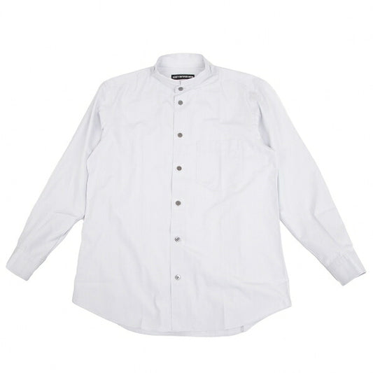 ISSEY MIYAKE MEN Cotton Broadcloth Stand Light Gray Shirt Size 2