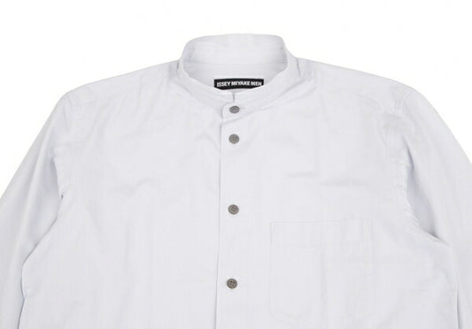 ISSEY MIYAKE MEN Cotton Broadcloth Stand Light Gray Shirt Size 2