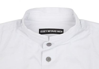 ISSEY MIYAKE MEN Cotton Broadcloth Stand Light Gray Shirt Size 2