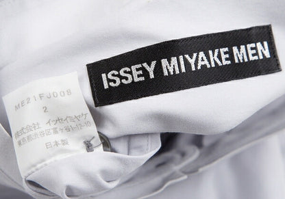 ISSEY MIYAKE MEN Cotton Broadcloth Stand Light Gray Shirt Size 2