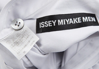 ISSEY MIYAKE MEN Cotton Broadcloth Stand Light Gray Shirt Size 2