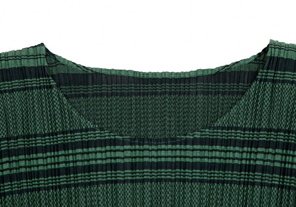 PLEATS PLEASE Jacquard Stripe Pleats Top Green Multi Size 3