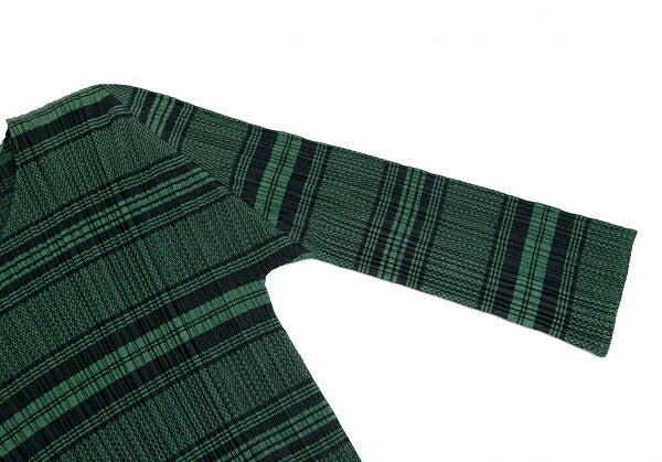 PLEATS PLEASE Jacquard Stripe Pleats Top Green Multi Size 3