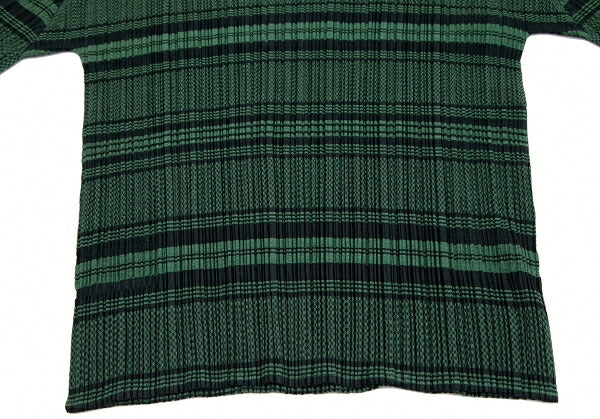 PLEATS PLEASE Jacquard Stripe Pleats Top Green Multi Size 3