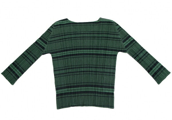 PLEATS PLEASE Jacquard Stripe Pleats Top Green Multi Size 3