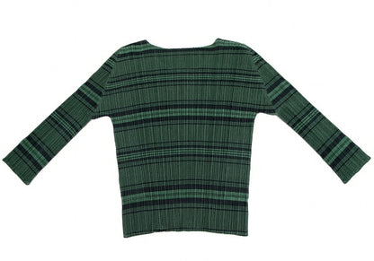 PLEATS PLEASE Jacquard Stripe Pleats Top Green Multi Size 3