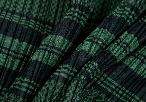 PLEATS PLEASE Jacquard Stripe Pleats Top Green Multi Size 3