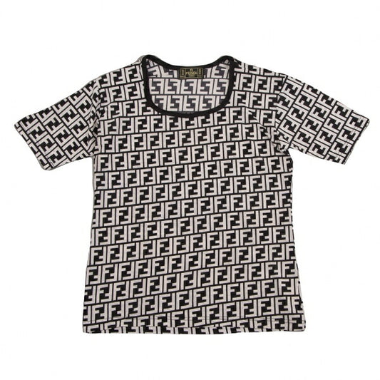 FENDI jeans Zucca Pattern T-Shirt Off-White Size 38