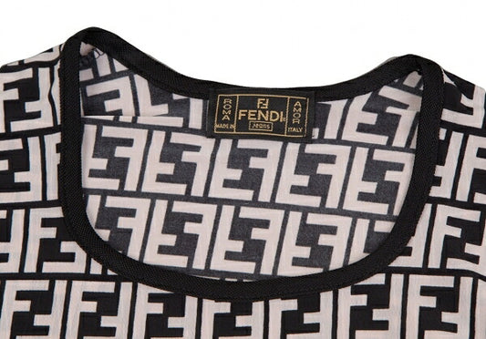 FENDI jeans Zucca Pattern T-Shirt Off-White Size 38