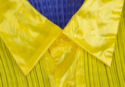 ISSEY MIYAKE Pattern Panel Pleated Button-Up Yellow Size M