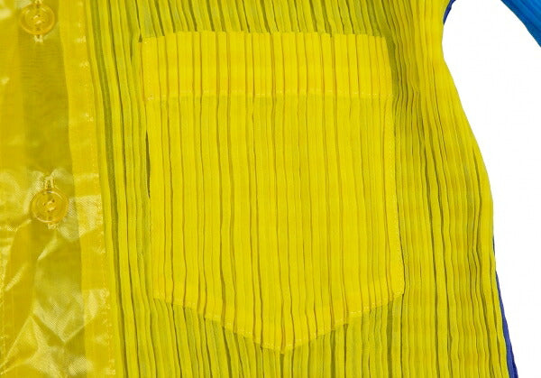 ISSEY MIYAKE Pattern Panel Pleated Button-Up Yellow Size M