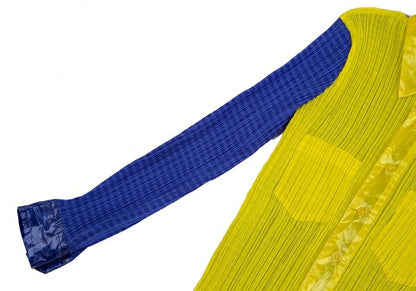 ISSEY MIYAKE Pattern Panel Pleated Button-Up Yellow Size M