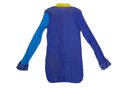 ISSEY MIYAKE Pattern Panel Pleated Button-Up Yellow Size M