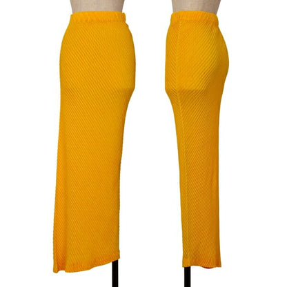 ISSEY MIYAKE Bias Pleated Skirt Orange Size M