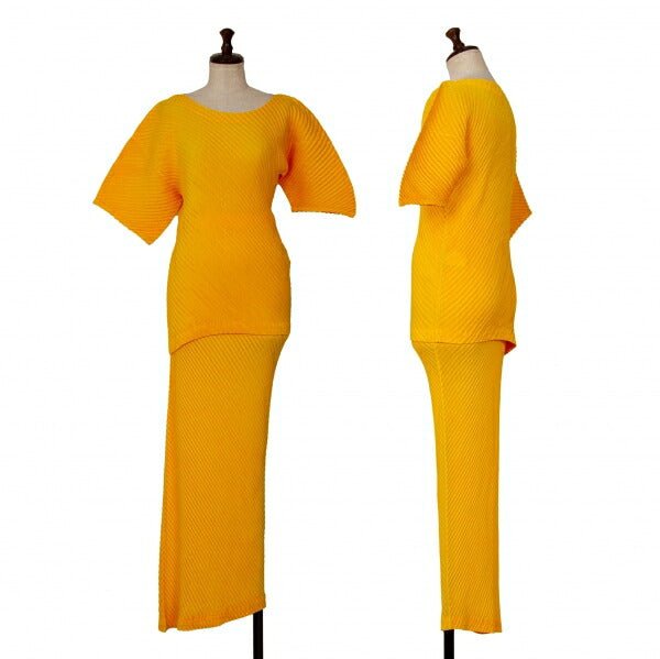ISSEY MIYAKE Bias Pleated Skirt Orange Size M