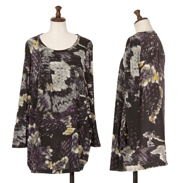 VIVIENNE TAM Graphic Print Mesh Tunic Purple Yellow Blouse Size 0