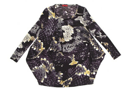 VIVIENNE TAM Graphic Print Mesh Tunic Purple Yellow Blouse Size 0