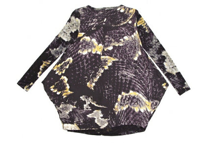 VIVIENNE TAM Graphic Print Mesh Tunic Purple Yellow Blouse Size 0