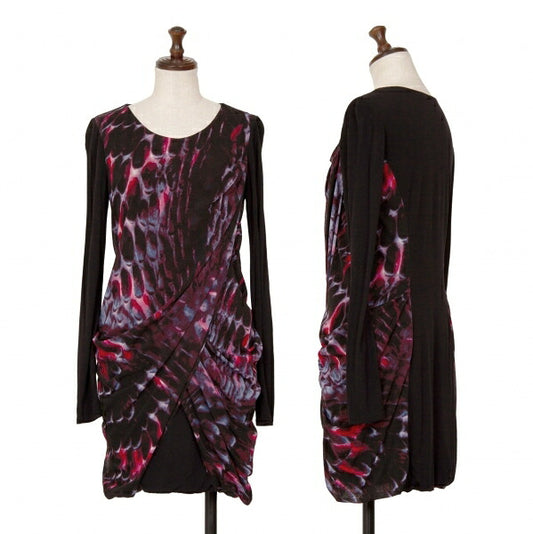 VIVIENNE TAM Graphic Print Mesh Drape Tunic Red Blue Blouse Size S