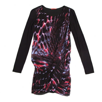 VIVIENNE TAM Graphic Print Mesh Drape Tunic Red Blue Blouse Size S