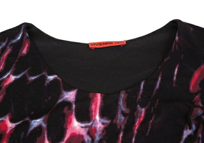 VIVIENNE TAM Graphic Print Mesh Drape Tunic Red Blue Blouse Size S