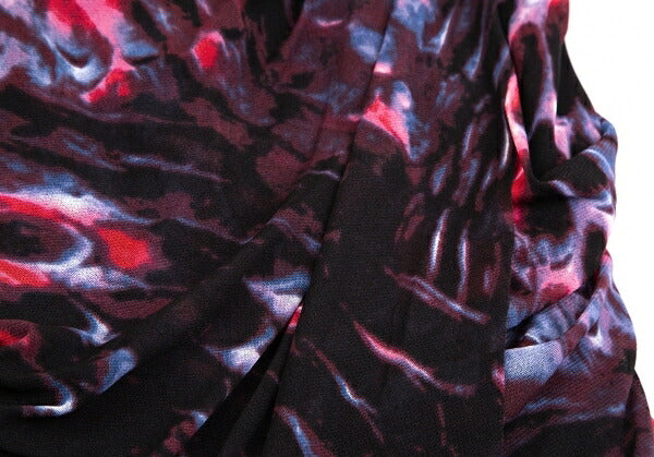 VIVIENNE TAM Graphic Print Mesh Drape Tunic Red Blue Blouse Size S
