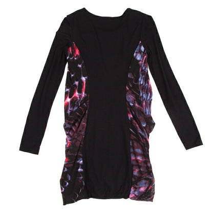 VIVIENNE TAM Graphic Print Mesh Drape Tunic Red Blue Blouse Size S