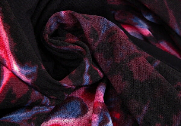 VIVIENNE TAM Graphic Print Mesh Drape Tunic Red Blue Blouse Size S