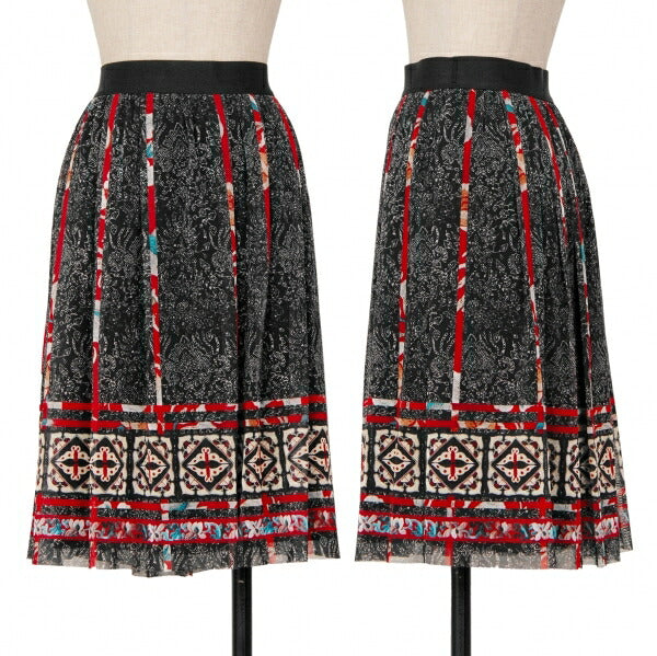VIVIENNE TAM All-Over Print Power Net Black Multi Skirt Size 1