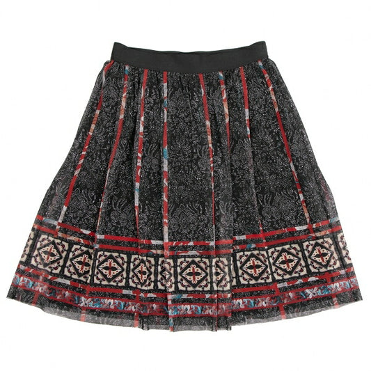VIVIENNE TAM All-Over Print Power Net Black Multi Skirt Size 1