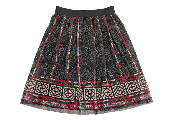 VIVIENNE TAM All-Over Print Power Net Black Multi Skirt Size 1